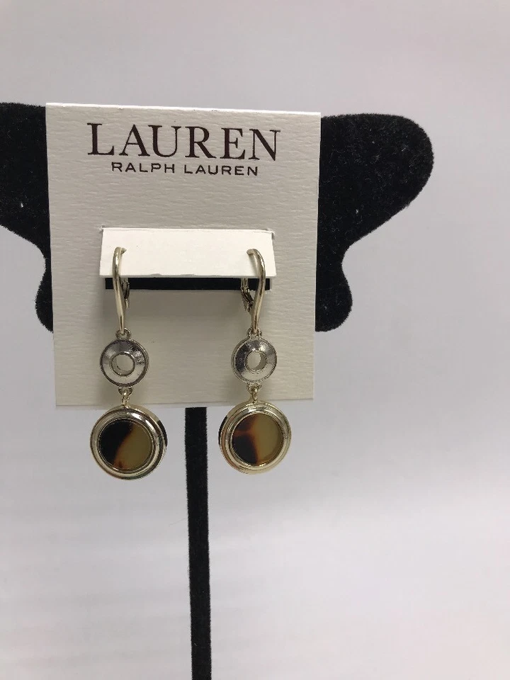 $35 Lauren Ralph Lauren Tono Plata Caparazón Tortuga Look Circular Pendientes L32 Foto 2 de 4