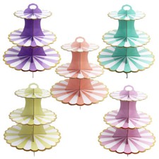 1 Set 3-Layer Rotondo Cartone Cupcake Dessert Supporti Display Festa Matrimonio