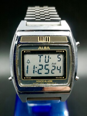 Vintage ALBA Voice Alarm Digital Unisex watch. Y824-4000. Speak