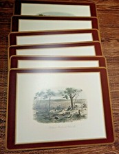 6 Pimpernel Satin Finish Coasters Victorian Scenes Cork Backed Made in England