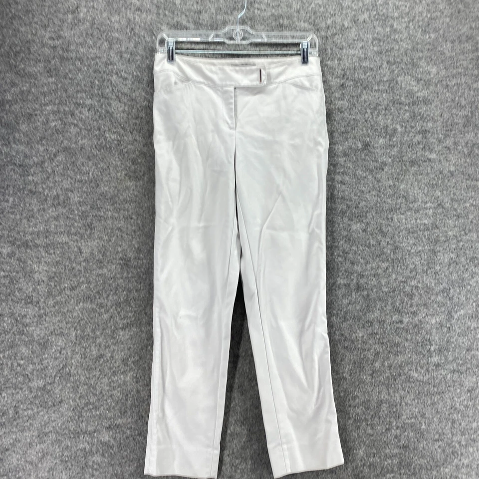 White House 黑色市场裤女式 2 灰色中腰修身踝平前 — 第 4/4 张图片