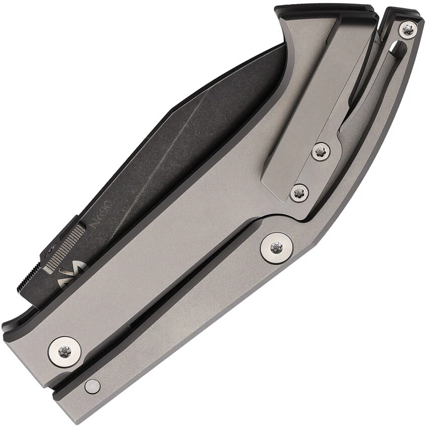 Cuchillo plegable Bohler N690 MKH02S Fred Perrin Warthog Lockback gris titanio Foto 2 de 2