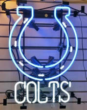Indianapolis Colts Man Cave 17"x14" Neon Sign Light Lamp Art Bar Open Real Glass