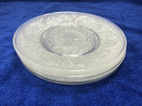 6 - Anchor Hocking Sandwich Glass 9" Dinner Plates Crystal Vintage (1939-1964)