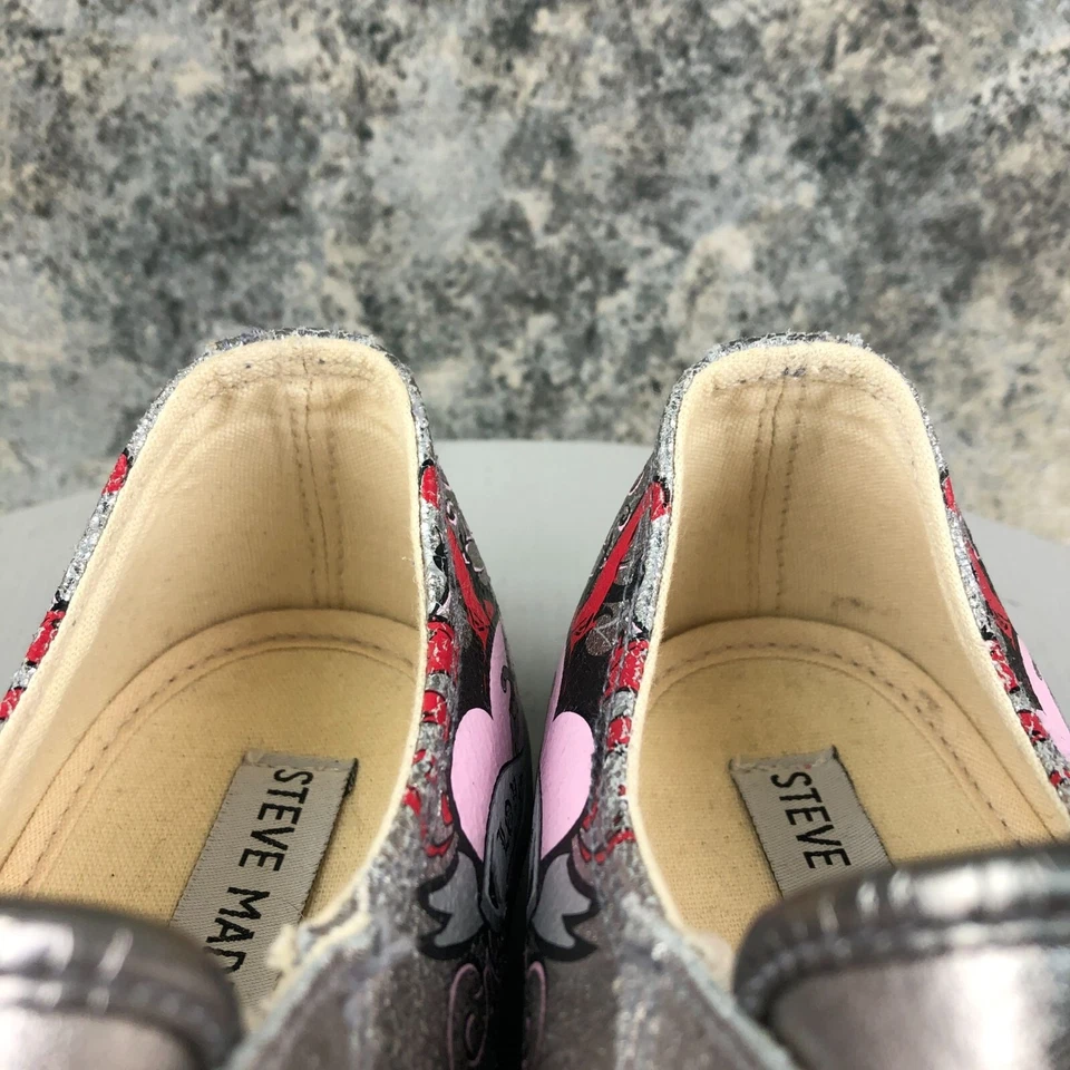 Steve Madden Mujer Talla 10 P-HIP Cuero Plateado Metálico Parte Superior Baja Tenis Zapatos Foto 4 de 4