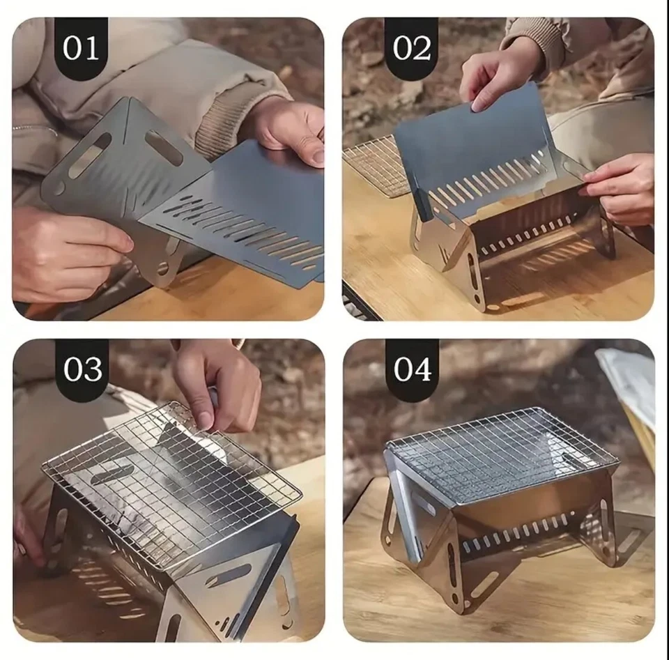 Holzkohlegrill BBQ Barbecue Grill Klappgrill Tragbar Faltgrill Campinggrill Mini - Bild 4 von 4