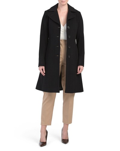 NEW ANNE KLEIN BLACK WOOL CASHMERE COAT 