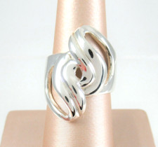 .925 Sterling Silver Band Ring Open Work Swirl Modernist sz 7 Statement