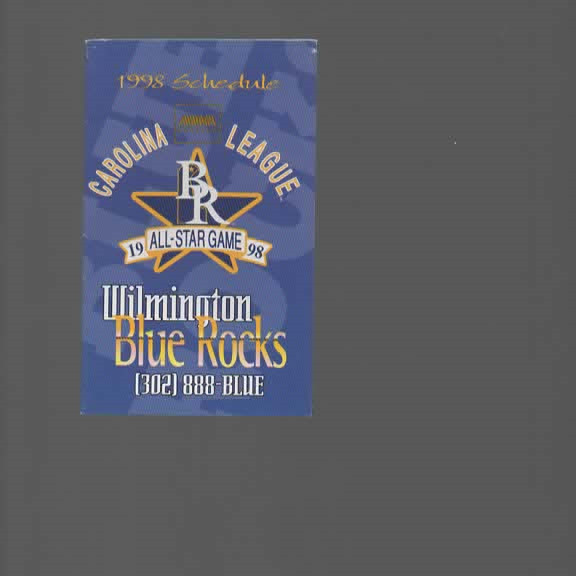 1998 WILMINGTON BLUE ROCKS POCKET SCHEDULE