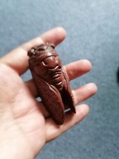 Ebony Wood Rosewood Carved Cicada Wooden Gift Art Sculpture Pendant Decor