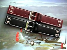 Double Rivet Pilot Military Chrono Leather watch band strap IW SUISSE 20 22 24mm