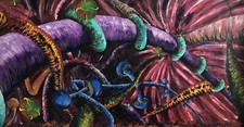 Quadro surrealista originale 25x50” acrilico su tela, firmato, COA