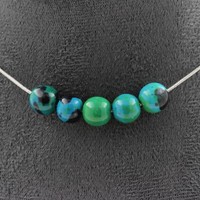 Mineralien Und Steine PréCieuses. Halskette 5 Perlen Chrysocolla GetöNte 8 Mm.