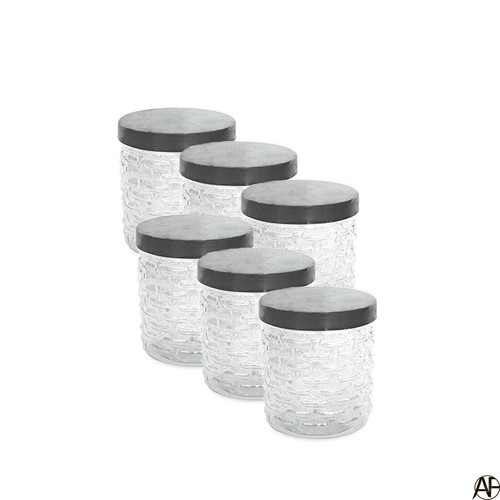 Plastic Storage Jar Screw Top Steel Lids Herb Spices Food Containers