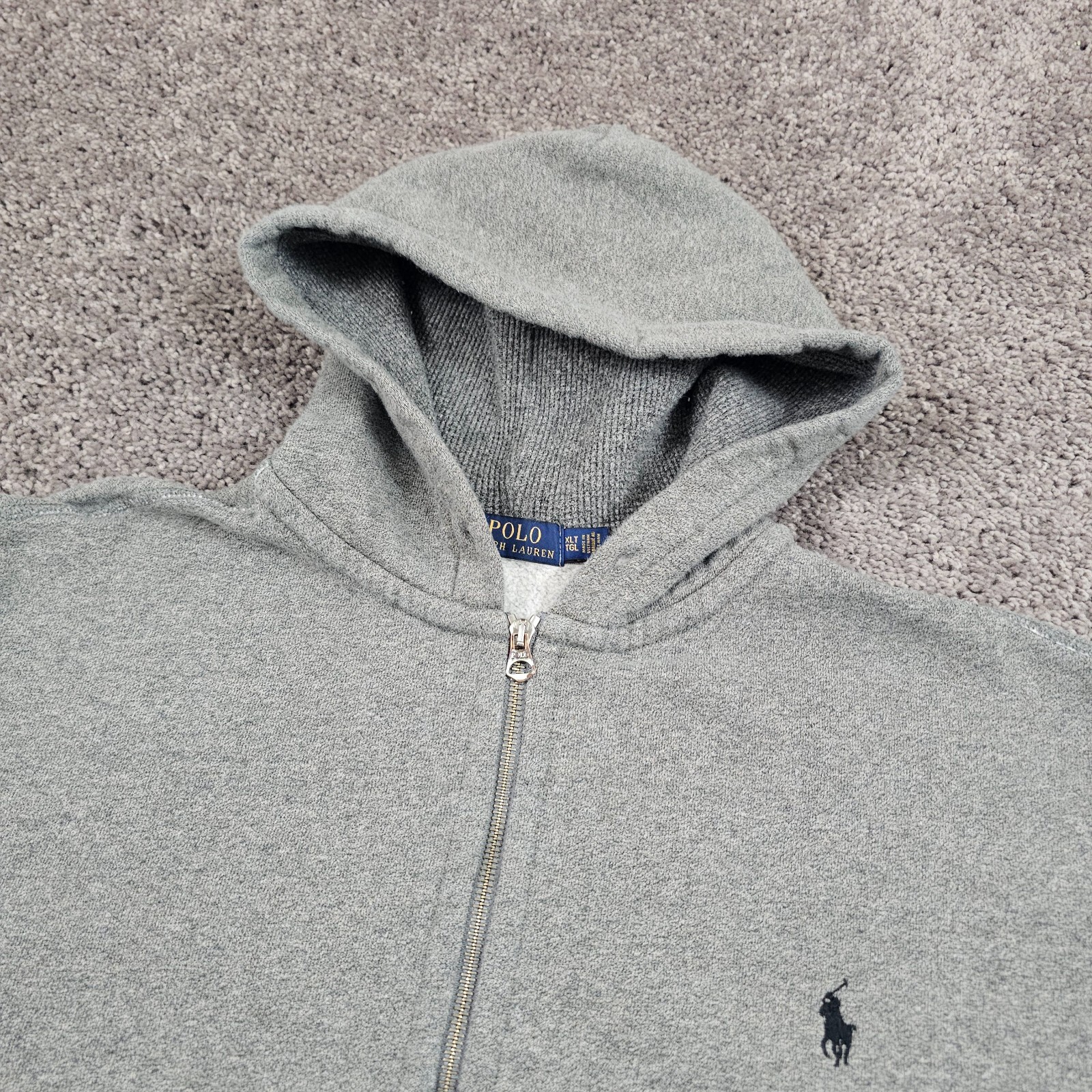 Polo Ralph Lauren felpa con cappuccio uomo XL alta XLT full zip foderata pony