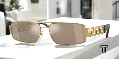 VERSACE | NEW 2257 | 2257 1002 - 5A | 60 | GOLD | LIGHT BROWN MIRROR | DARK GOLD