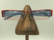 Vintage See 2614 C01 194 Red Blue Metal Rectangle Half-Rimmed Sunglasses Italy