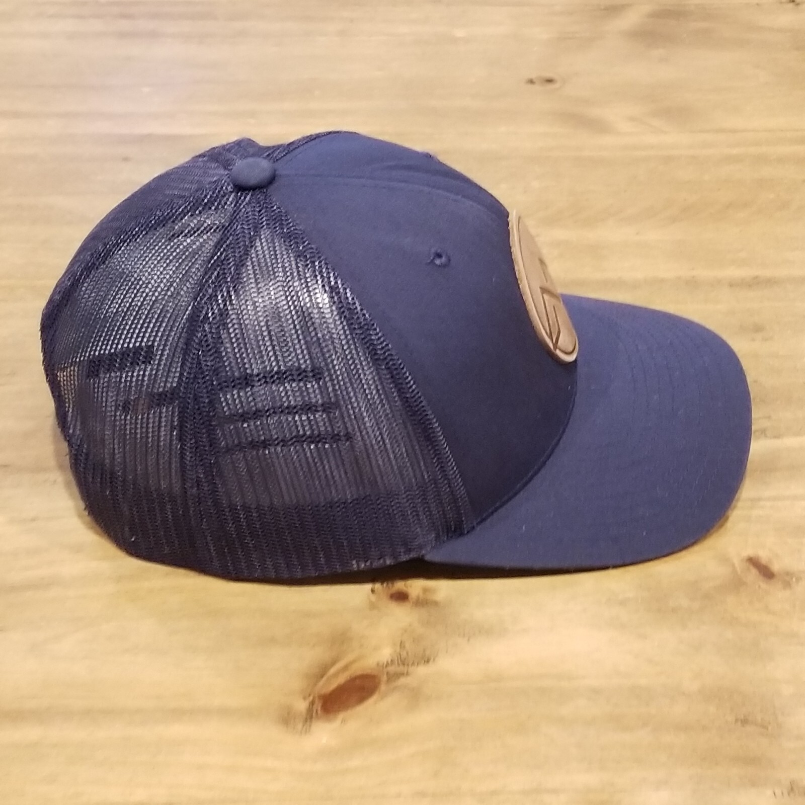 Mountain Range Hat Cap Snap back Blue Leather Rou… - image 5