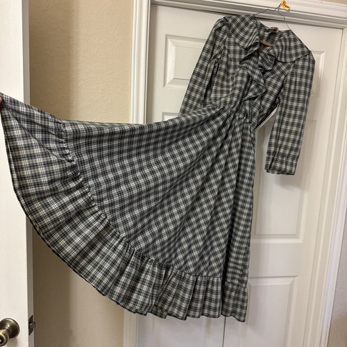 Vtg 60s 70s Sakowitz By Barbara Chodos Plaid Dress Sz S Cottagecore Prairie - Picture 3 of 15