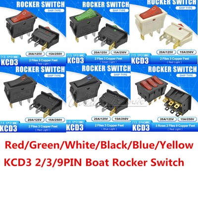 KCD3 Boat 13.5*31MM 2/3/9PIN Rocker Switch Terminals ON/OFF 15A 16A/250V