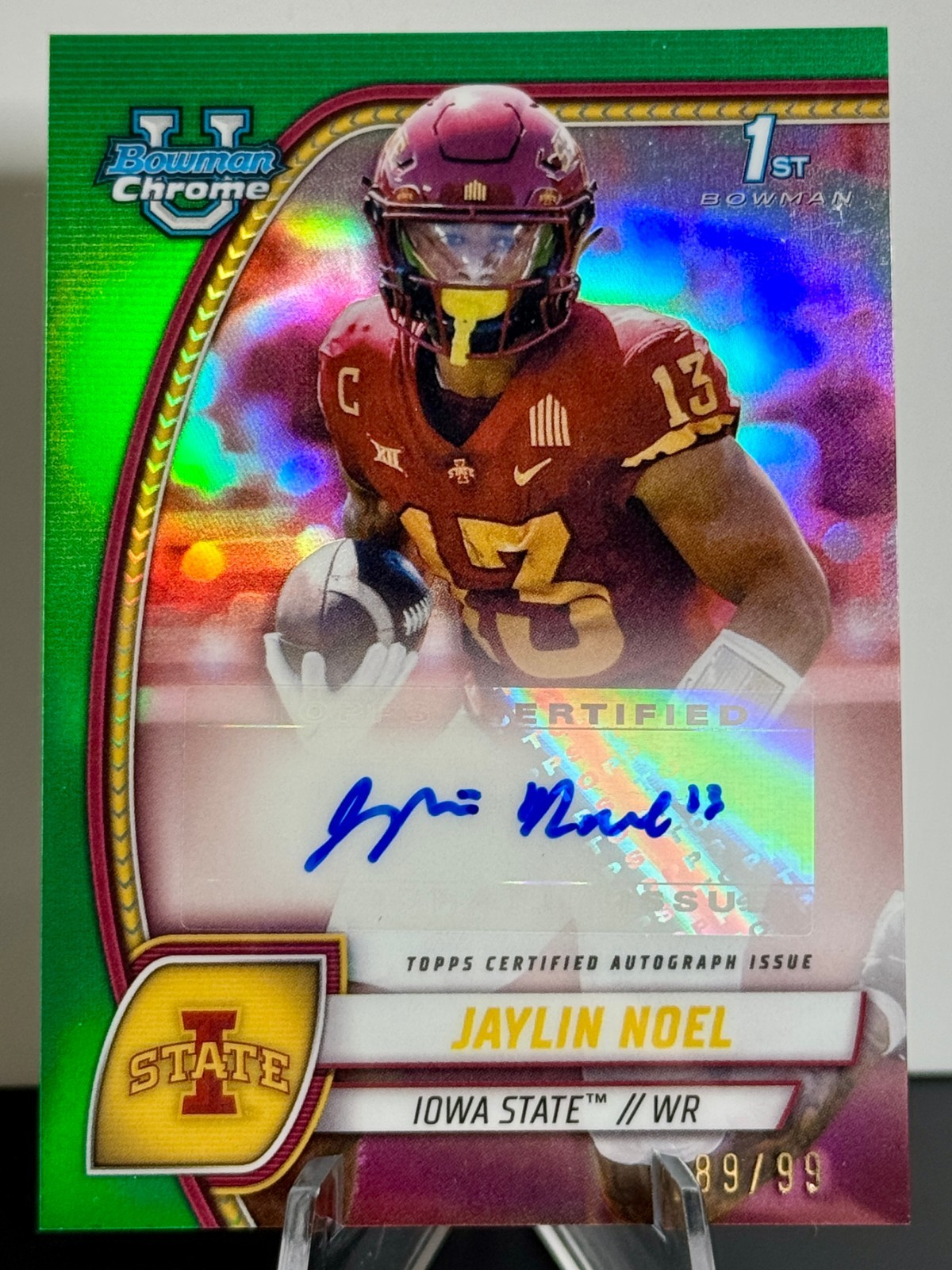 Jaylin Noel 2024 Bowman U Chrome - 1st Green Auto /99 #PA-JNO