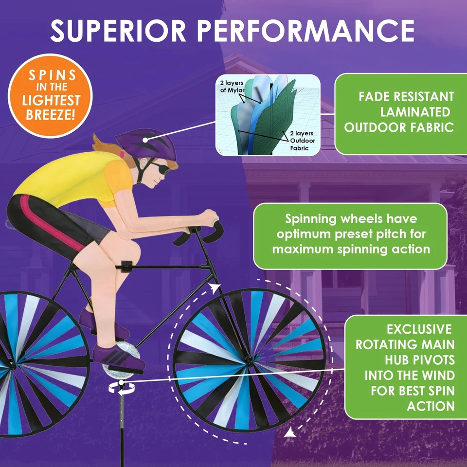 Bicicleta de Carretera 35" Spinner Mujer Exterior Decoración Ciclista Diseño para Patio Patio Jardín Foto 4 de 4