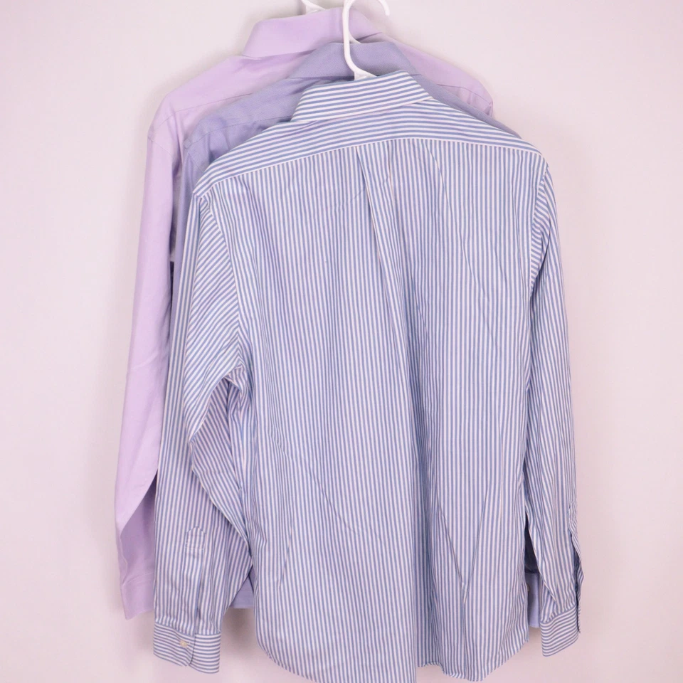 Camisa de vestir Brooks Brothers Regent Fit sin planchar 15,5 35 azul estampado púrpura 3X Foto 3 de 4