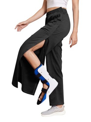 Women's Post Surgery Pants Wide Leg Elastic Waist Sweatpants Side Snap Casual...