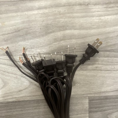 5, 8 foot BROWN LAMP CORDS POLARIZED PLUG 18 gauge #2 copper wire 