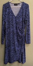 Mara Hoffman Gypsy L Faux Wrap Midi Ruched Waist Long Sleeve Black Purple Dress