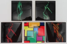 Marquis Leo Collection Painted Ladies Art Tiles Coaster Set of 5 Artist Signed