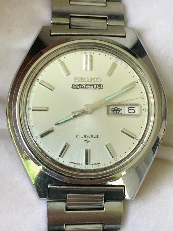 VINTAGE SEIKO 5 ACTUS MENS AUTOMATIC WRIST WATCH 7019-8010 21 JEWELS A/F - image 3 of 4