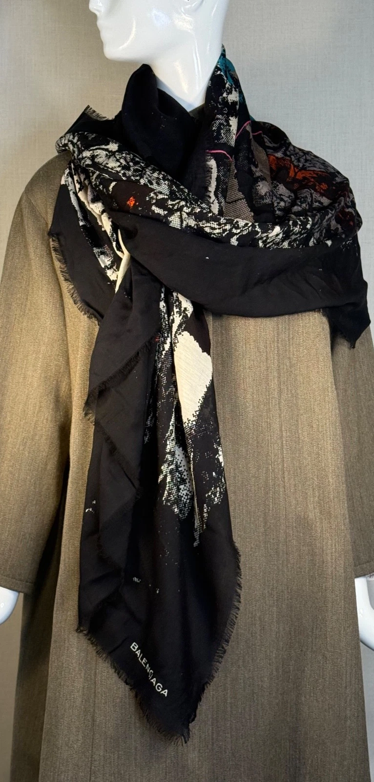 Balenciaga — 2012 Balenciaga NICOLAS GHESQUIERE 52" Silk Wool BIRCH TREE Print Scarf Wrap