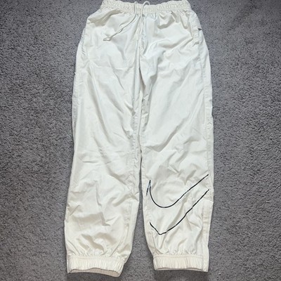 Nike SB Joggers Men Medium Ivory Windbreaker Track Pants Ankle Zip Swoosh Logo