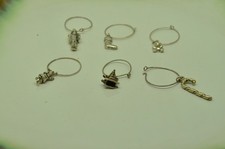 Lot of Six 925 Sterling Silver Wine Glass Charms Markers Christmas Themed