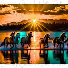 20oz Skinny Tumbler Horses Beach Sublimation Transfer Ready To Press