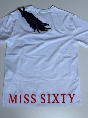 Miss Sixty, T-Shirt, Größe S, Oversize, Weiß, Applikationen, Logo, Neu