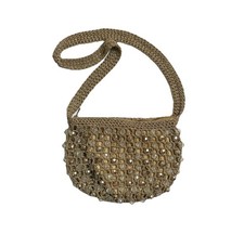 VTG Walborg Gold Beaded Evening Bag Purse Italy 1960  s Crocheted Metallic