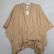 White Stag Soft Knit Wrap Womens One Size Tan Beige Acrylic Open Front Shawl New