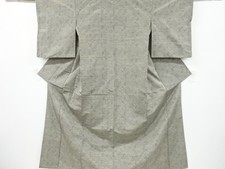 7133610: JAPANESE KIMONO / ANTIQUE KIMONO / SILK / HAND WOVEN TSUMUGI / RHOMBUS