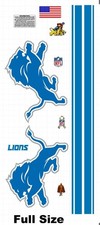 LIKE DETROIT LIONS FULL SIZE FOOTBALL HELMET DECALS WITH STRIPE