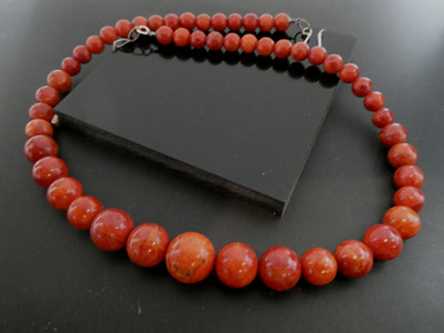Jay King DTR Sponge Coral Sterling Silver 925 Graduated Bead Necklace 23''