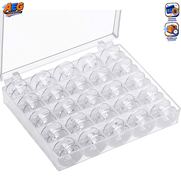 NäHmaschinen Spulen Mit Box Kunststoff 25 StüCk Unterfadenspulen Transparent-image