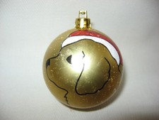 NEW HANDPAINTED CLUMBER SPANIEL SANTA UNBREAKABLE GOLD CHRISTMAS ORNAMENT 2 1/2"