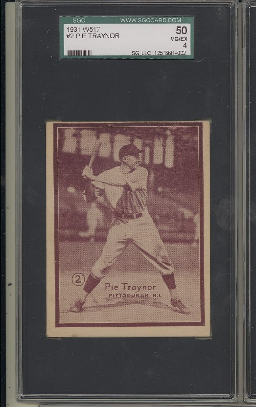 1931 W517 #2 Harold Pie Traynor Pittsburgh Pirates HOF PURPLE VARIATION SGC 4