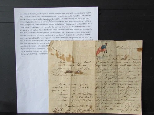 1862 150th Pennsylvania Bucktails soldier letter from Washington DC