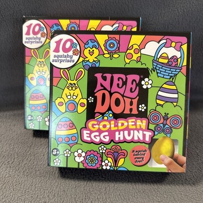(2) Nee Doh Golden Egg Hunt Squeezable Sensory Toy 10 Squishy Surprise Ages 4-11