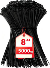 Zip Ties 8 Inch, 5000 Pack Black Zip Ties, Self-Locking Nylon Cable Ties with 40