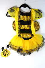 2pc Kids BUMBLEBEE Halloween Costume Girl Dress Up Dance Toddler Size 3T, 4/5