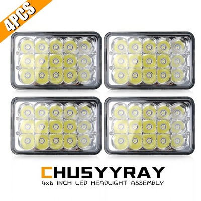 4pcs 4x6'' Led Headlights Hi/Lo Beam Fit Chevrolet Camaro Iroc-Z Z28 1982-1992 H4